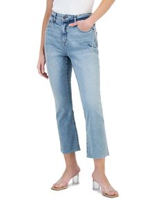 Женские укороченные джинсы с потертостями и высокой посадкой I.N.C. International Concepts
