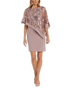 Женское платье-пончо из цветочного кружева с пайетками R &amp; M Richards