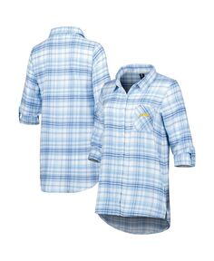 Женская фланелевая ночная рубашка с длинными рукавами и застежкой на все пуговицы Los Angeles Chargers Mainstay Concepts Sport