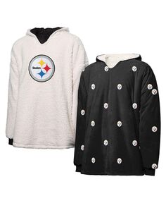 Женский двусторонний худи черно-белого цвета с повторяющимся принтом Pittsburgh Steelers FOCO