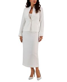 Женский костюм с блестящей твидовой юбкой, обычных и миниатюрных размеров Le Suit, белый