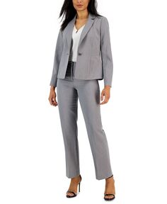 Пиджак с узором «елочка» на одной пуговице и прямые брюки, брючный костюм со средней посадкой, стандартные и миниатюрные размеры Le Suit, серый