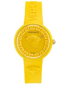 Женские швейцарские часы Medusa Pop с желтым силиконовым ремешком, 39 мм Versace, желтый