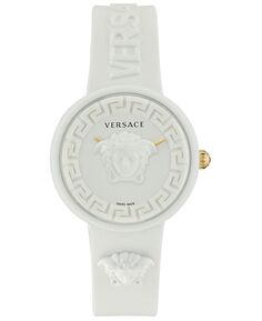 Женские швейцарские часы Medusa Pop с белым силиконовым ремешком, 39 мм Versace, белый