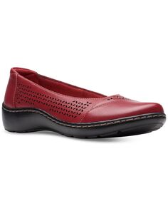 Женские слипоны Cora Iris на плоской подошве Clarks, красный