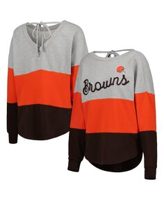Женский пуловер с глубоким v-образным вырезом и глубоким V-образным вырезом Cleveland Browns Outfield, серый, коричневый, женский Touch