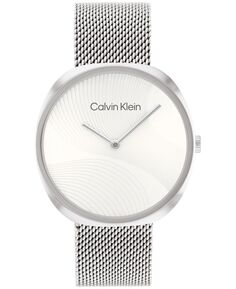 Женские серебристые часы-браслет из нержавеющей стали с двумя стрелками, 36 мм Calvin Klein