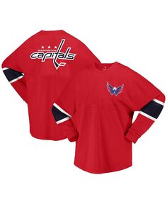 Женская красная футболка из джерси с длинным рукавом с логотипом Washington Capitals Fanatics, красный