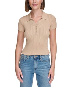 Женская рубашка-поло на четверть пуговицы в рубчик Calvin Klein Jeans