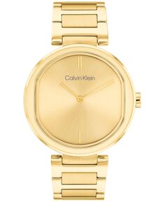 Женские часы с 2 стрелками, золотистый браслет из нержавеющей стали, 36 мм Calvin Klein, золотой