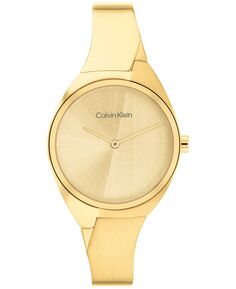 Женские часы-браслет из нержавеющей стали с золотистым браслетом и двумя стрелками, 30 мм Calvin Klein, золотой