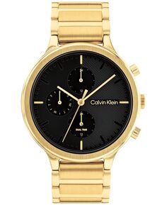 Женские многофункциональные золотистые часы-браслет из нержавеющей стали, 38 мм Calvin Klein, золотой