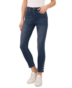 Женские джинсы скинни с высокой посадкой и отделкой из искусственного жемчуга CeCe