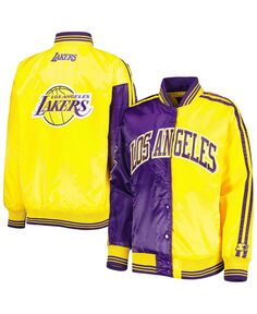 Женская университетская куртка с фиолетовыми и золотыми кнопками Los Angeles Lakers с разрезом и цветными блоками Starter