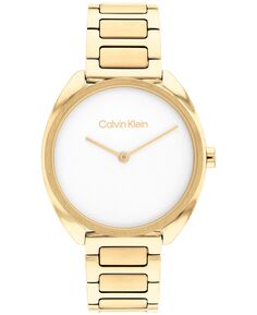 Женские золотистые часы-браслет из нержавеющей стали, 34 мм Calvin Klein, золотой