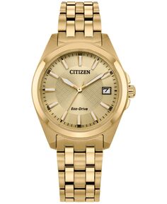 Женские часы Eco-Drive Peyten с золотистым браслетом из нержавеющей стали, 33 мм Citizen, золотой