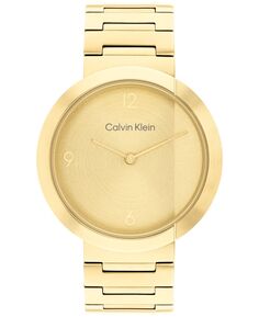 Женские золотистые часы-браслет из нержавеющей стали 38 мм Calvin Klein, золотой