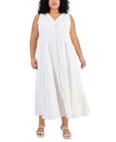 Платье макси без рукавов больших размеров с пуговицами спереди Style &amp; Co, белый