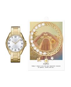 Женские аналоговые золотистые часы из металлического сплава, 36 мм, комплект с браслетом, 4 предмета Jessica Carlyle, золотой