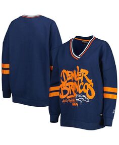Женский темно-синий пуловер Denver Broncos в винтажном стиле, толстовка с v-образным вырезом The Wild Collective, темно-синий