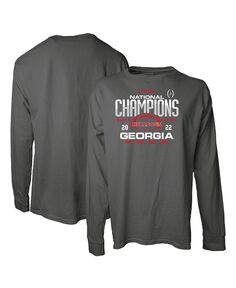 Женская серая футболка с длинными рукавами и четырехкратными национальными чемпионами по футболу Georgia Bulldogs Overdye Blue 84, серый