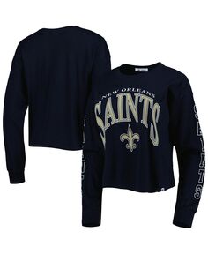 Женская черная укороченная футболка с длинным рукавом New Orleans Saints Skyler Parkway &apos;47 Brand, черный