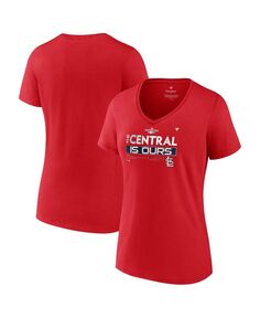 Женская красная футболка с v-образным вырезом и логотипом St. Louis Cardinals 2022 NL Central Division Champions Fanatics, красный