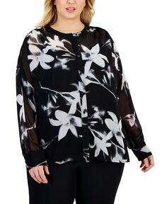 Блуза на пуговицах больших размеров спереди Calvin Klein