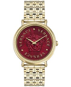 Женские швейцарские часы V-Dollar с позолоченным браслетом и ионным покрытием, 37 мм Versace