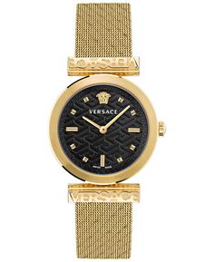Женские швейцарские часы Regalia с позолоченным сетчатым браслетом и ионным покрытием, 34 мм Versace