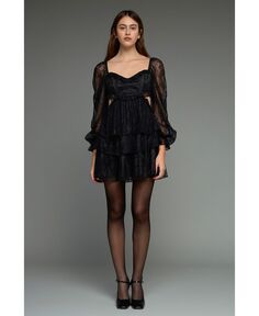 Женское кружевное мини-платье с цветочным корсетом endless rose, черный