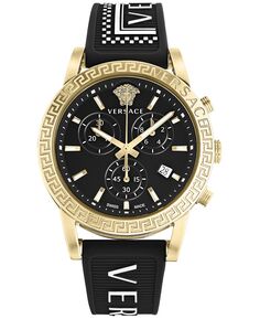 Женские швейцарские часы с хронографом Sport Tech, черный силиконовый ремешок, 40 мм Versace