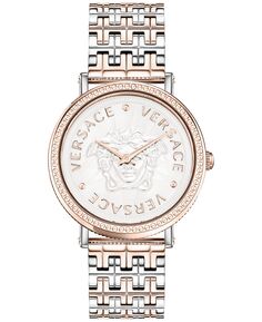 Женские швейцарские двухцветные часы с браслетом V-Dollar, 37 мм Versace