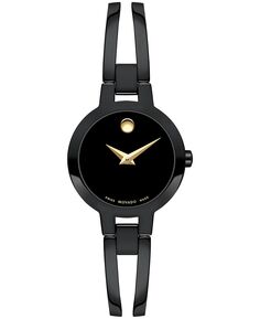 Женские швейцарские кварцевые часы Amorosa, черные часы с физическим осаждением из паровой фазы, 24 мм Movado, черный