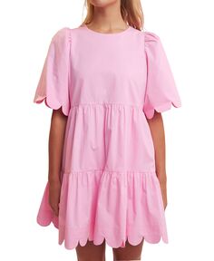 Женское мини-платье с фестонами English Factory, розовый