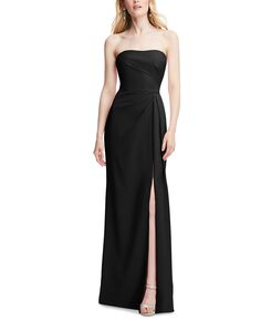 Женское плиссированное вечернее платье без бретелек с высоким разрезом After Six, черный