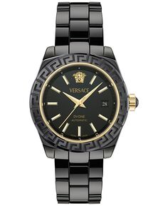 Женские швейцарские автоматические часы DV One, черные керамические часы с браслетом, 40 мм Versace