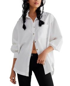Женская рубашка Happy Hour с заниженными плечами и пуговицами спереди Free People, белый