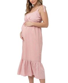 Платье макси в клетку для беременных и кормящих мам Ripe Maternity