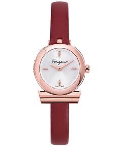 Женские швейцарские часы Gancini с красным кожаным ремешком, 23 мм Salvatore Ferragamo