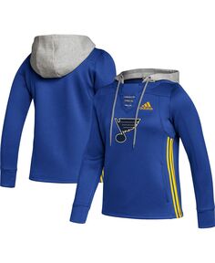 Женский синий пуловер с капюшоном St. Louis Blues Skate Lace Primeblue Team adidas, синий