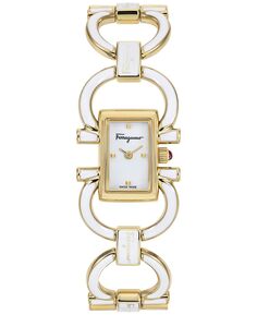 Женские мини-часы Salvatore Ferragamo Double Gancini с золотым ионным браслетом из нержавеющей стали, 14x21 мм
