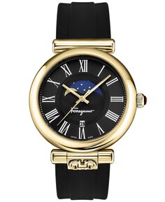 Мужские швейцарские часы Ora Moonphase с черным силиконовым ремешком, 40 мм Salvatore Ferragamo