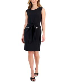 Женское платье-футляр с поясом и короткими рукавами Kasper, черный