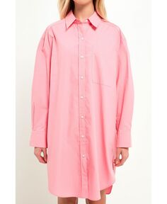 Женское классическое платье-рубашка с воротником English Factory, розовый