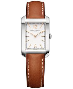 Женские швейцарские часы Hampton с коричневым кожаным ремешком 22x35 мм Baume &amp; Mercier