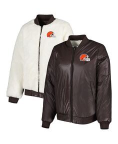 Женская двусторонняя куртка с молнией во всю длину, овсяно-коричневый Cleveland Browns Switchback G-III 4Her by Carl Banks