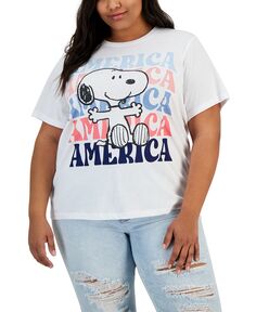 Плюс размер Футболка с рисунком Snoopy America Grayson Threads Black, белый