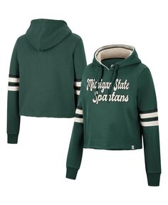 Женский укороченный пуловер в стиле ретро с капюшоном Michigan State Spartans зеленого цвета Colosseum, зеленый
