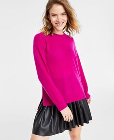 Женский свитер с круглым вырезом и заниженной кромкой из 100% кашемира Charter Club